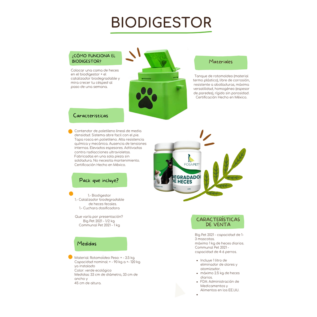Fosa con degradador ecológico Big Pet Plus