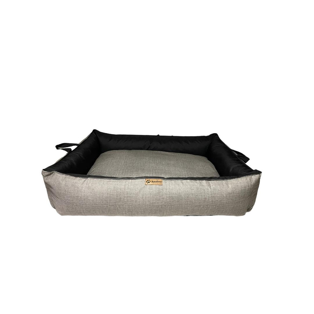 Cama para perro modelo nido Kuapets gris jaspeado - negro
