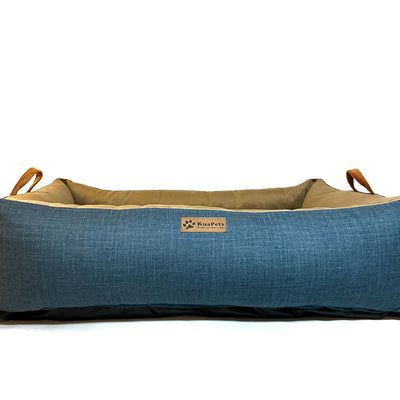 Cama para mascota modelo nido Kuapets café - azul jeans