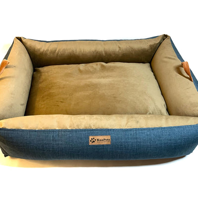 Cama para mascota modelo nido Kuapets café - azul jeans