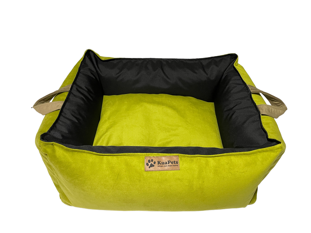 Cama para perro modelo nido Kuapets verde pistacho-negro