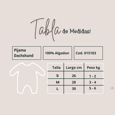 Pijama para Perro Algodón modelo dachshund Pequeñas Razas