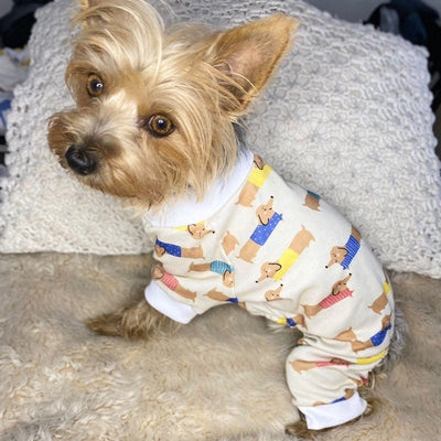 Pijama para Perro Algodón modelo dachshund Pequeñas Razas