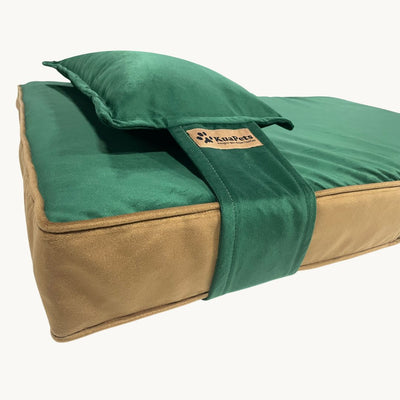 Cama para perros ortopédica, modelo therapy verde botella - café