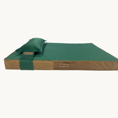 Cama para perros ortopédica, modelo therapy verde botella - café