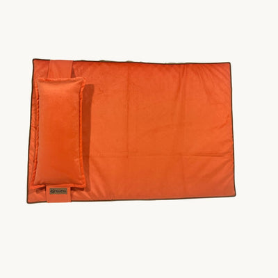 Cama para perros ortopédica, modelo therapy naranjo - café