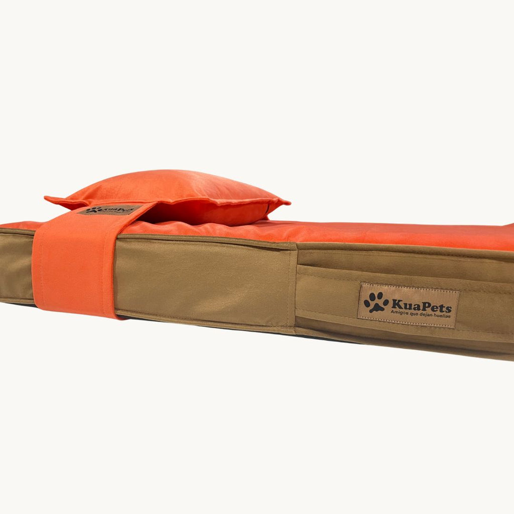 Cama para perros ortopédica, modelo therapy naranjo - café