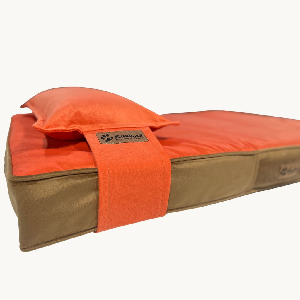 Cama para perros ortopédica, modelo therapy naranjo - café