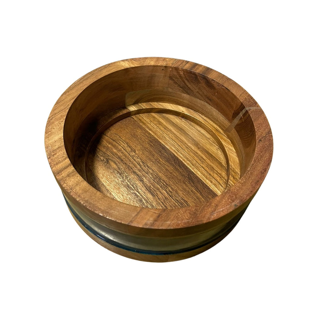 Plato de acero y madera para perros y gatos