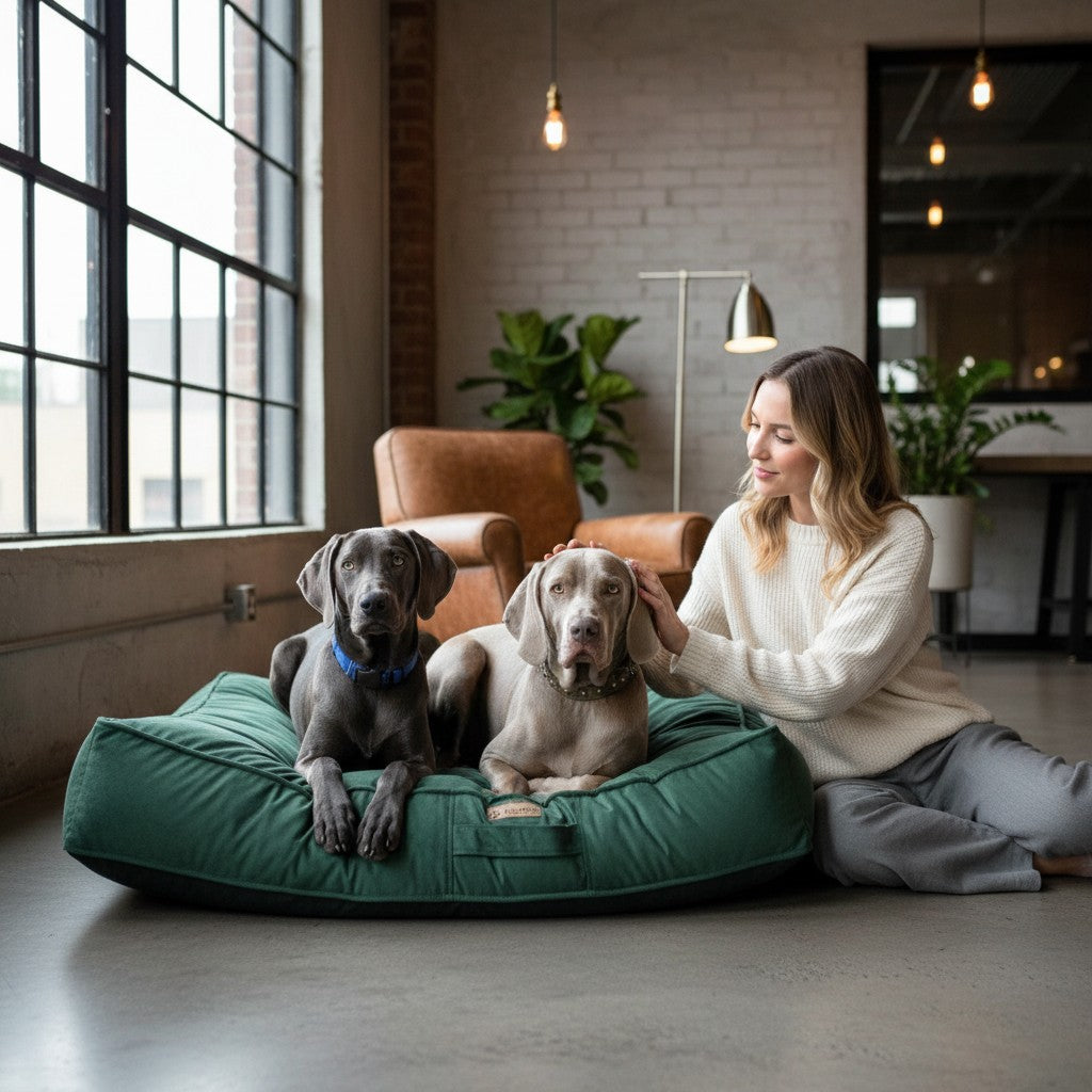 Camas para perros grandes Origen verde botella Kuapets