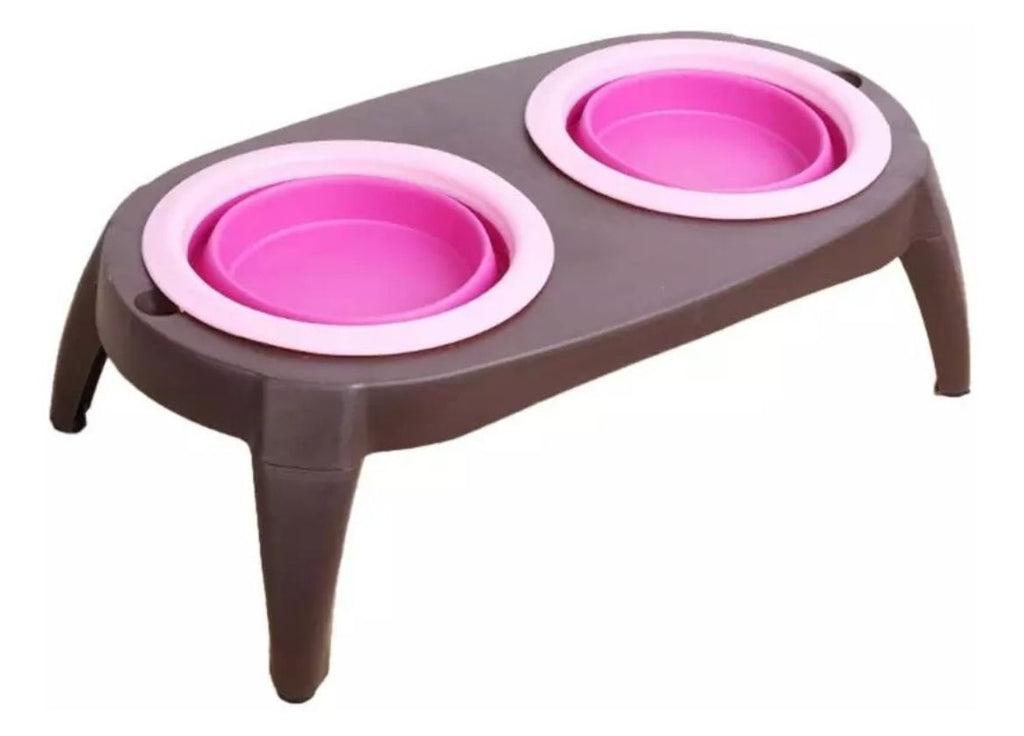 Plato de comida para perro set plato doble plegable