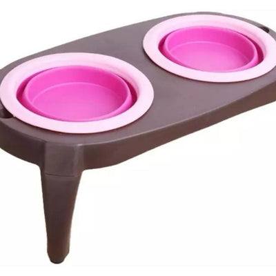 Plato de comida para perro set plato doble plegable