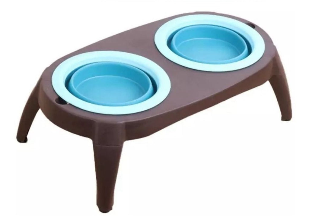 Pet bowl set plato doble plegable