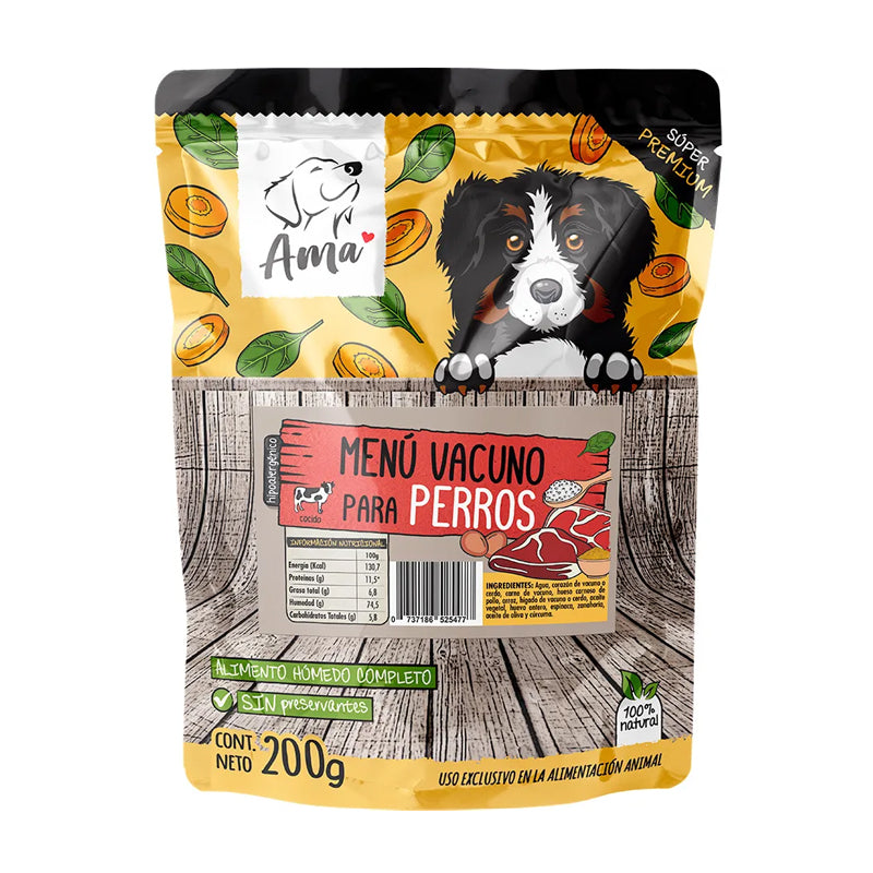 Ama Sachet Perro Menú vacuno 200gr