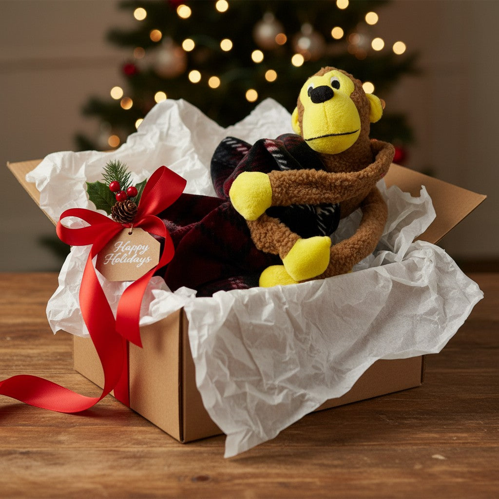 Cajita navideña Kuapets – manta +  Monkey