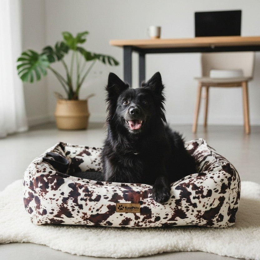 Cama para perro modelo nido Kuapets Cow-Print