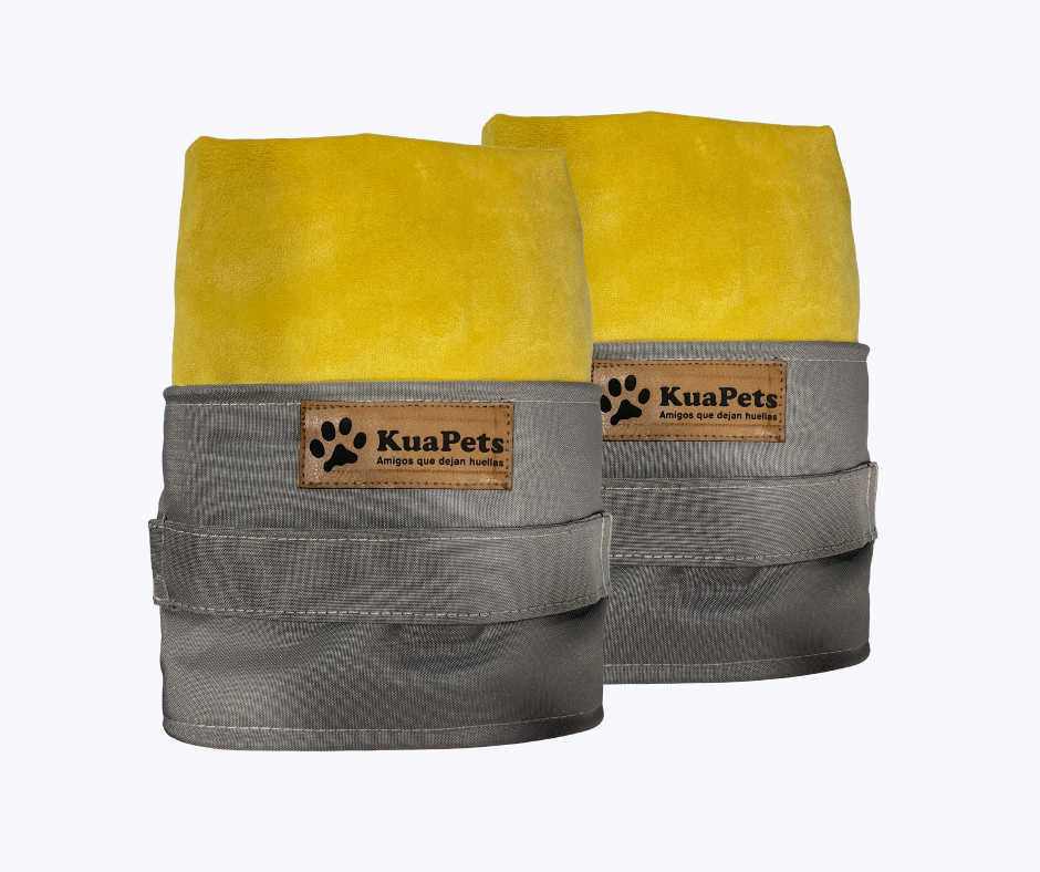 Funda de cama para perros modelo origen amarillo - gris