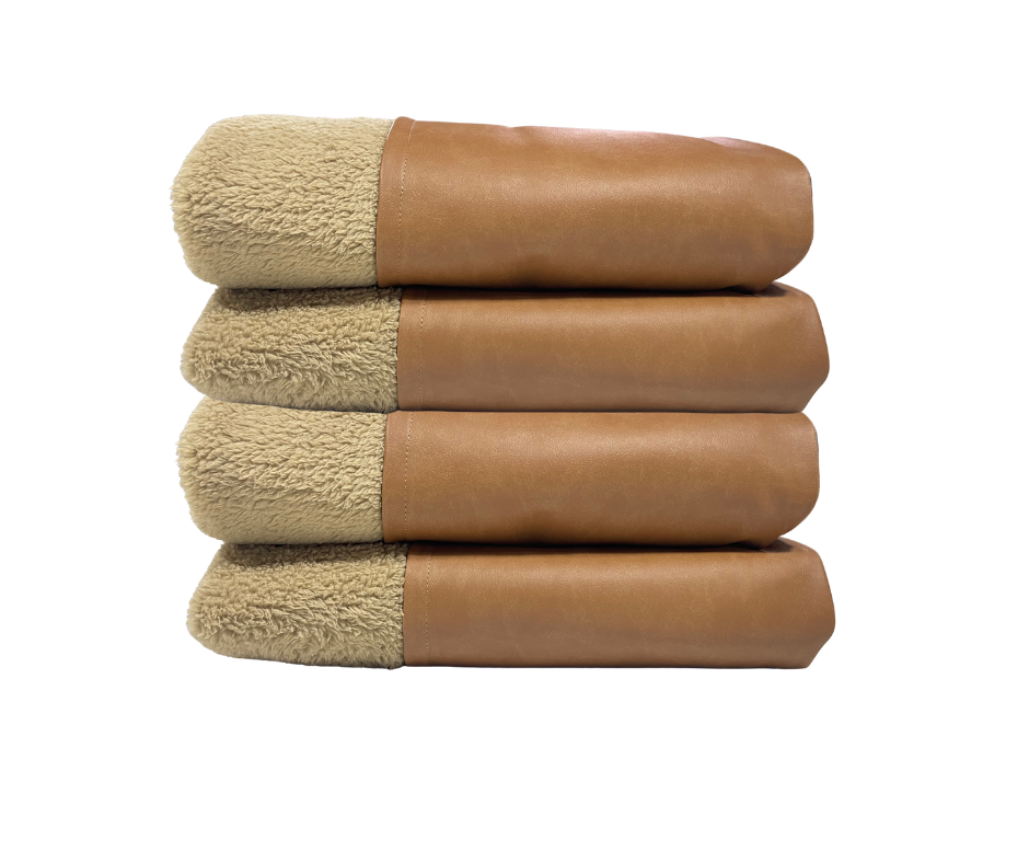 Funda de cama para perros modelo nido eco cuero camel