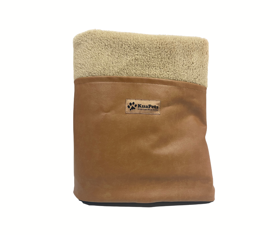 Funda de cama para perros modelo nido eco cuero camel