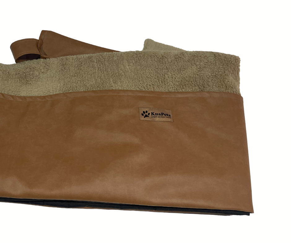 Funda de cama para perros modelo nido eco cuero camel
