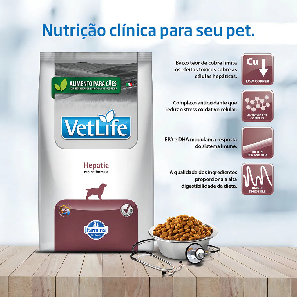 Alimento Vet Life Natural Canine Hepatic para perro adulto todos los tamaños sabor mix de 2 kg