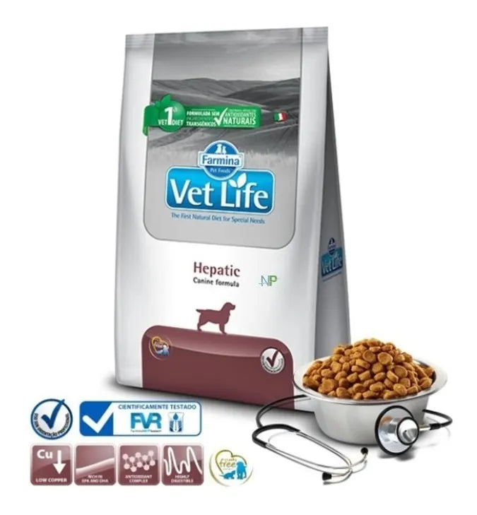 Alimento Vet Life Natural Canine Hepatic para perro adulto todos los tamaños sabor mix de 2 kg