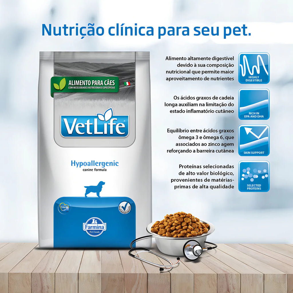 Alimento Vet Life Natural Canine Hypoallergenic para perro adulto los tamaños sabor mix de 2 kg