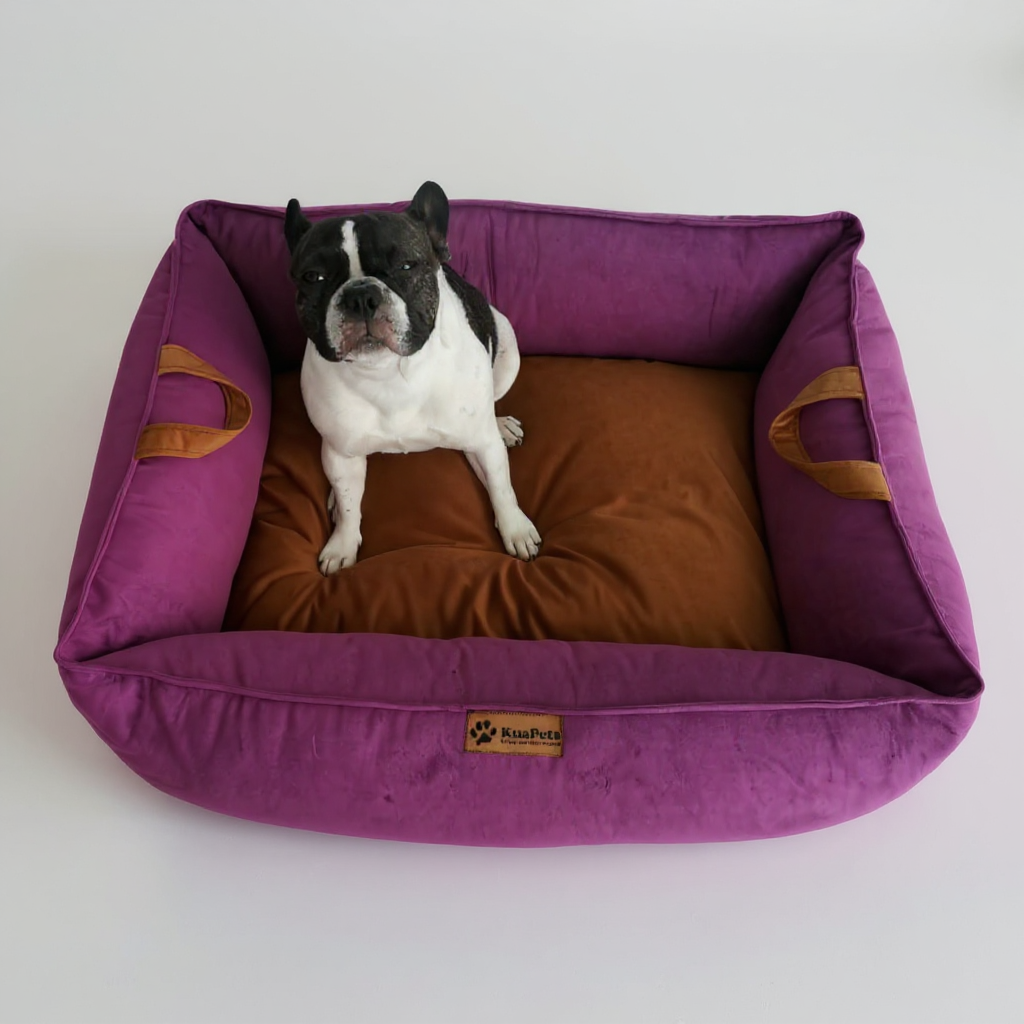 Cama para perro nido Kuapets morado - café
