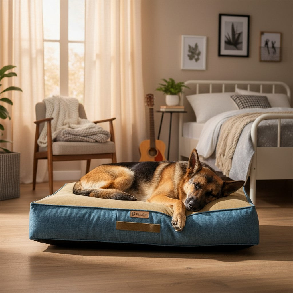 Cama para Perro Grande  Kuapets | 3XL  Café - Azul Jeans