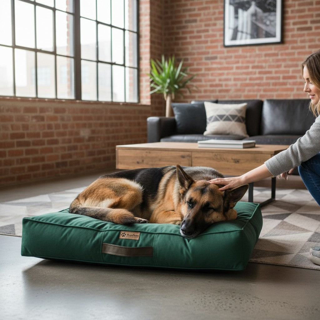 Camas para perros grandes Origen verde botella Kuapets