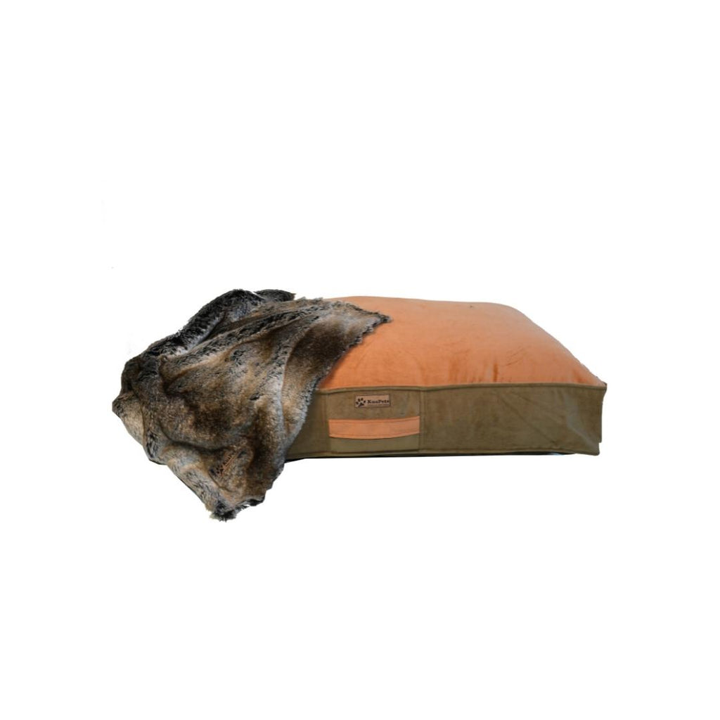Cama para perro modelo origen Kuapets naranjo viejo - café + manta