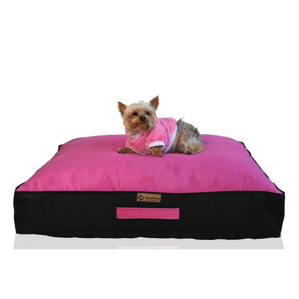 Cama para perro modelo origen – extra suave y resistente color fucsia - negro