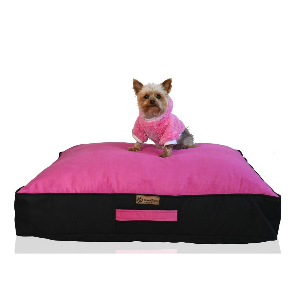 Cama para perro modelo origen – extra suave y resistente color fucsia - negro