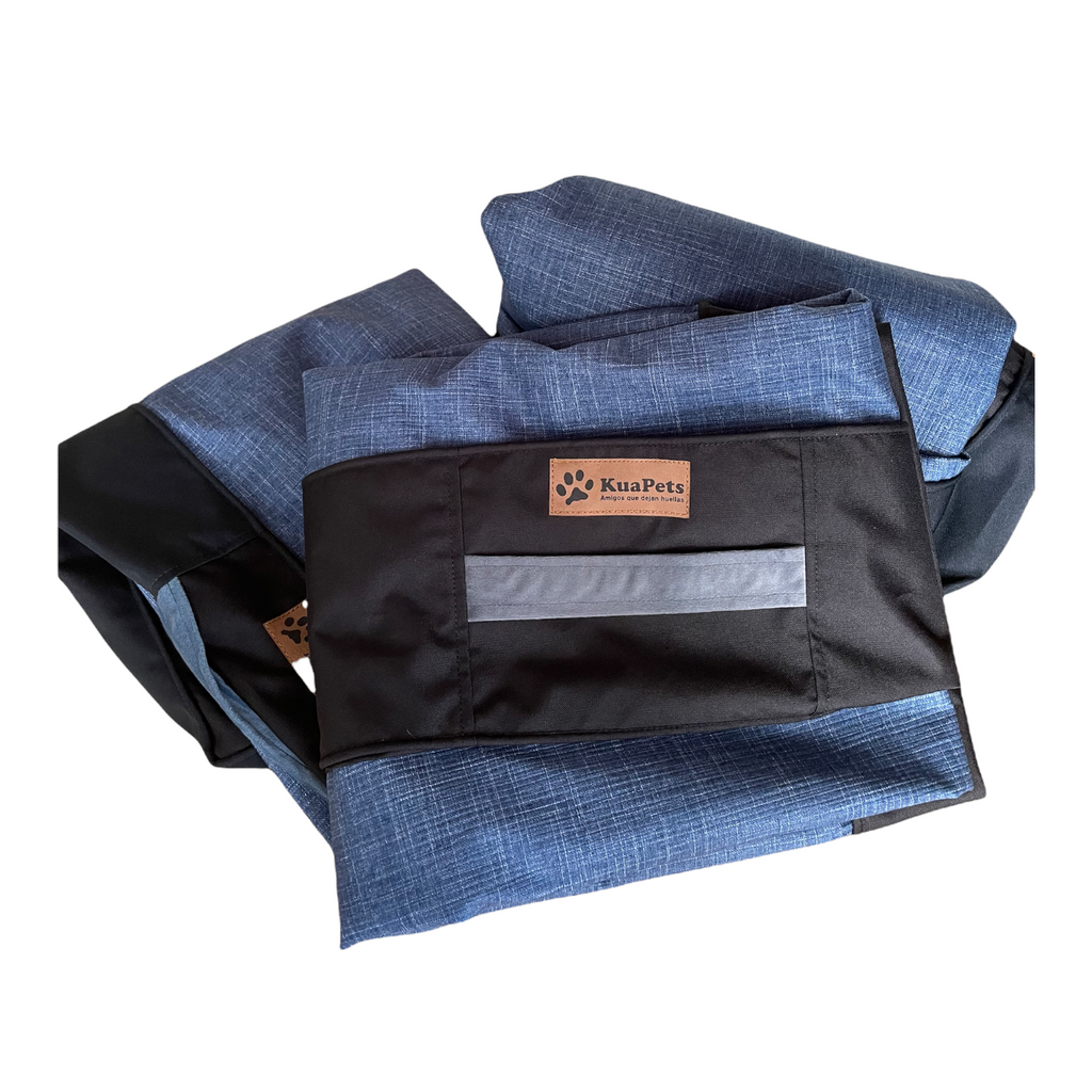 Funda de cama para perros modelo origen azul jean - negro