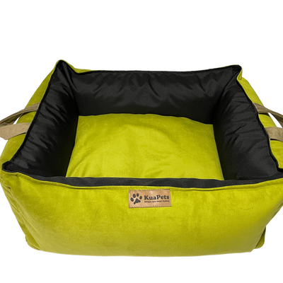 Cama para perro modelo nido Kuapets verde pistacho-negro