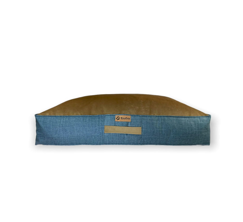 Cama de perro modelo origen Kuapets café - azul jeans