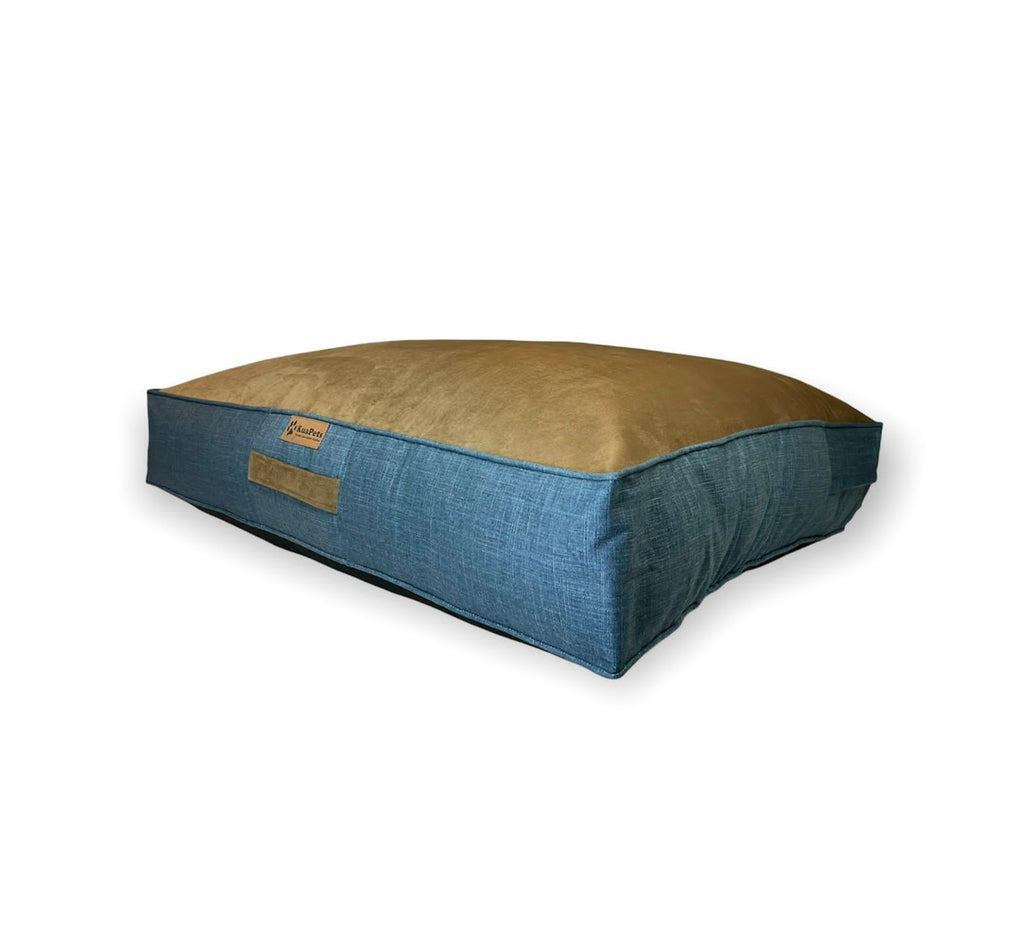 Cama de perro modelo origen Kuapets café - azul jeans