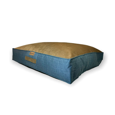 Cama de perro modelo origen Kuapets café - azul jeans